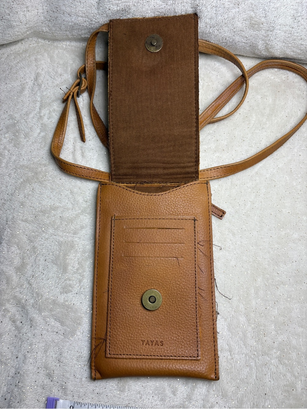 Yayas Tan Leather Mini Crossbody Card Phone Bag